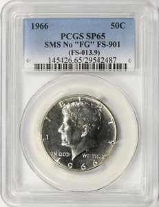 SMS 1966 sin "FG"" GS-901 50c medio dólar Kennedy PCGS SP65 - Imagen 1 de 4
