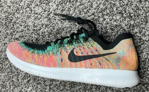 Nike Free RN Flyknit Multicolor Black Blue Lagoon Mens SZ 11us NEW 880843-005 - Picture 1 of 7