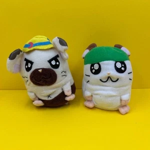 Vintage Hamtaro Ham Ham Hamsters Cappy & Boss Mini Plush Soft Toy Dolls 3.5" - Picture 1 of 3