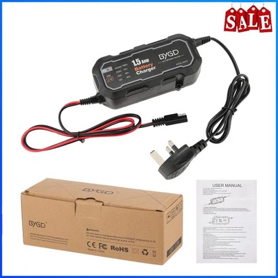 motorcycle charger smart charger Car Charger Maintainer 12V Smart Trickle - Image 1 of 4