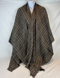Altare Womens Shawl Ponch One Size Lightweight Plaid Fringe Outlander Wrap - Picture 1 of 7