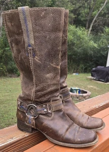 Bed Stu Opal Damengröße 8 Stiefel braun abgenutzt Leder Biker Harness Western - Bild 1 von 19
