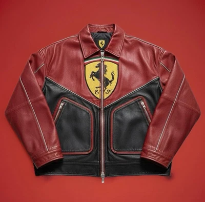 Ferrari Racing Leather Jacket Vintage style F1 Logo Racing Leather Jacket - Image 1 of 4