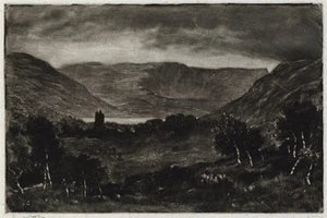 David Waterson (1870-1954) Pencil Signed Mezzotint - Invermark Castle Scotland - Picture 1 of 4