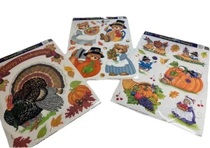 Lot Of 3 Vintage Thanksgiving Window Clings  - Picture 1 of 6