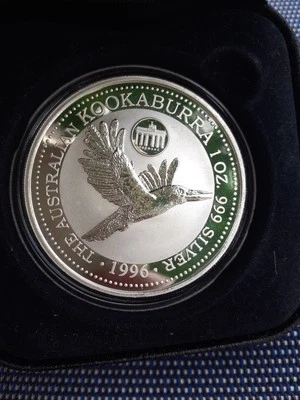 AUSTRALIA 1 Dollar 1996 1oz Silver Kookaburra European Privy 'Germany' Box/CoA - Immagine 1 di 4
