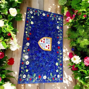 48" x 24" Marble with Semi precious stone Lapis Work Dining Tabletop - Picture 1 of 12
