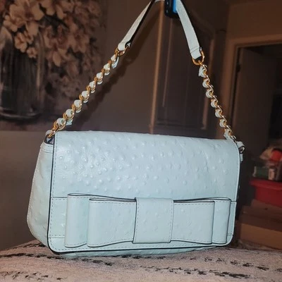 Bolsa arco Kate Spade Robins ovo couro avestruz texturizado varejo $328 - Imagem 1 de 4