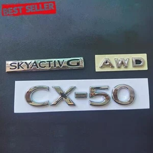 Chrome For 2023 2024 CX-50 AWD SKYACTIV G Rear Emblem Badge Replace Sticker 3pcs - Picture 1 of 4