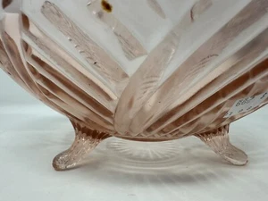 Pink Prismatic Swirl Anchor Hocking Depression Glass Footed Bowl 8.5" Beauty - Picture 1 of 11