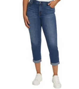 Pantalones de mezclilla oscuros Gloria Vanderbilt tiro medio puños boyfriend talla 10 nuevos con etiquetas - Imagen 1 de 3