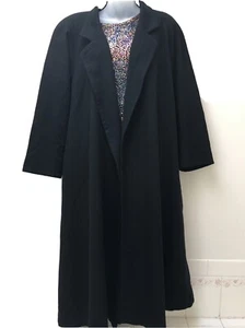 Portrait Coat Women’s Small Vintage Black Goth 100% wool long Swing - Picture 1 of 9