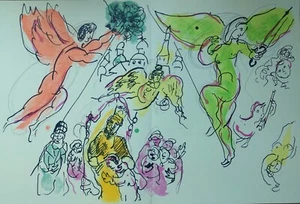 Marc CHAGALL Original lithograph "Esquisse pour Moussorgsky et Mozart", 1965 - Picture 1 of 7