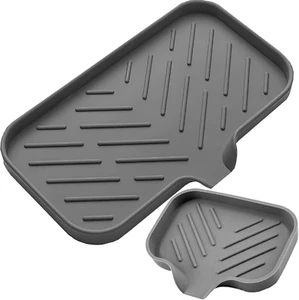 Sponge Stand for Kitchen Sink and Soap Tray for Bathroom Sink, Silicone Soap Dis - Picture 1 of 12