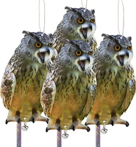 Fake Owl to Keep Squirrel Away from Outdoor 4PCS Hanging Flat Garden Owl  - Picture 1 of 6
