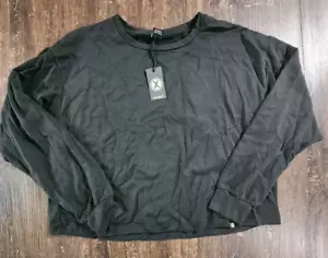 Circle X Tie Dye Cropped Long Sleeve Shirt Black Womens L Large - Picture 1 of 3