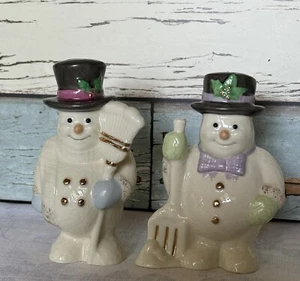 Lenox Christmas Holiday Snowman Salt and Pepper Shakers - Picture 1 of 8