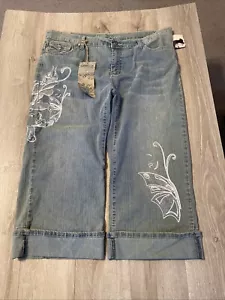 Apollo Jeans Women's Blue Denim Cuffed Capri Pants Size Plus 1X 17/18 NWT - Picture 1 of 6