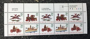 1992USA #2711-2714 29c Toys Christmas Greetings - Top Plate Block of 10(#P33333) - Picture 1 of 1