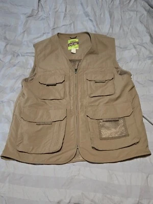 Eddie Bauer Mens Size L Tan Fishing Vest Zip Outdoor Utility Cargo - Image 1 of 4