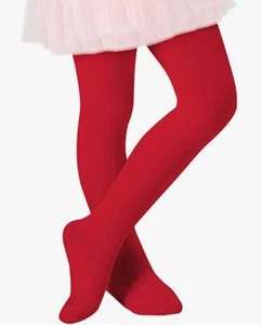 2xUltra-Soft Footed Dance Sockings Ballet Tights, Red, Ages 9-14 - Picture 1 of 2