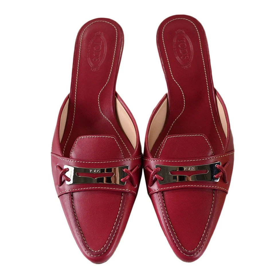 NUEVO EN CAJA Zapatos Tod's Para Mujer Shirley Slides Tacones Burdeos 7.5-9.5 $495 Foto 1 de 1