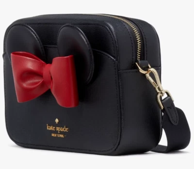 Bolso Bandolera Kate Spade Disney Minnie Mouse KH621 Negro Cartera Nuevo con Etiquetas Rojo Lazo F Foto 1 de 4