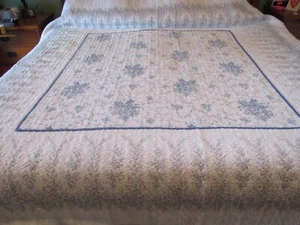 LAURA ASHLEY LIFESTYLES REVERSE COMFORTER QUILT BLUE WHITE DOUBLE COTTON 82"X83" - Picture 1 of 15