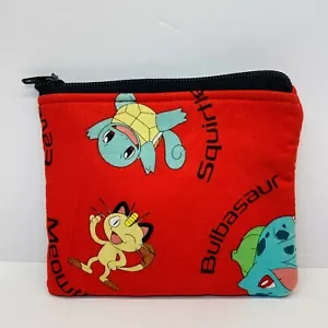 Pokémon Münzaufbewahrung Reißverschluss Beutel Tasche 4”x 5” Pikachu Bulbasaur Squirtle Meowth - Bild 1 von 6