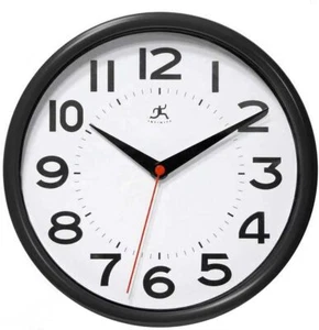 Infinity Instruments Metro 9 Inch Round Silent Non- Ticking Modern Wall Clock, - Picture 1 of 2