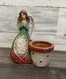 Vintage Ceramic Angel Planter or Tea Light Holder Figurine Shabby Chic Decor - Bild 1 von 15