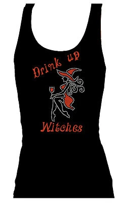CAMISETA SIN MANGAS DRINK UP WITCHES HALLOWEEN ESTRÁS BRILLO ATERRADOR CAMISA HUMORÍSTICA  Foto 1 de 2