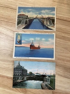 Vintage Great Lakes postcards lot of 3 Soo locks freighters Unposted - Picture 1 of 7