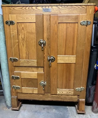 Antique Oak Ice Box “Sanitary” Brand  Refrigerator - Image 1 of 4