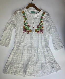 Antica Sartoria Strandkleid weiß Spitze Einheitsgröße Damen bestickt transparent Sommer - Bild 1 von 12