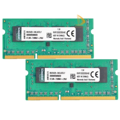 Kingston 2x 4GB 1RX8 PC3-10600S DDR3 1333Mhz Laptop-Speicher RAM SODIMM 1.5V - Bild 1 von 4