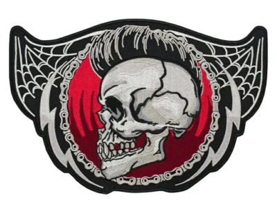 Skull Iron-on & Sew-on Back Patch | Motorcycle Club Biker Gang Outlaw Logo - Image 1 of 4