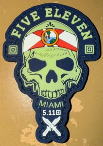 5.11 Tactical Miami Exclusive Store Skull Hook & Loop Patch Rare - Picture 1 of 2