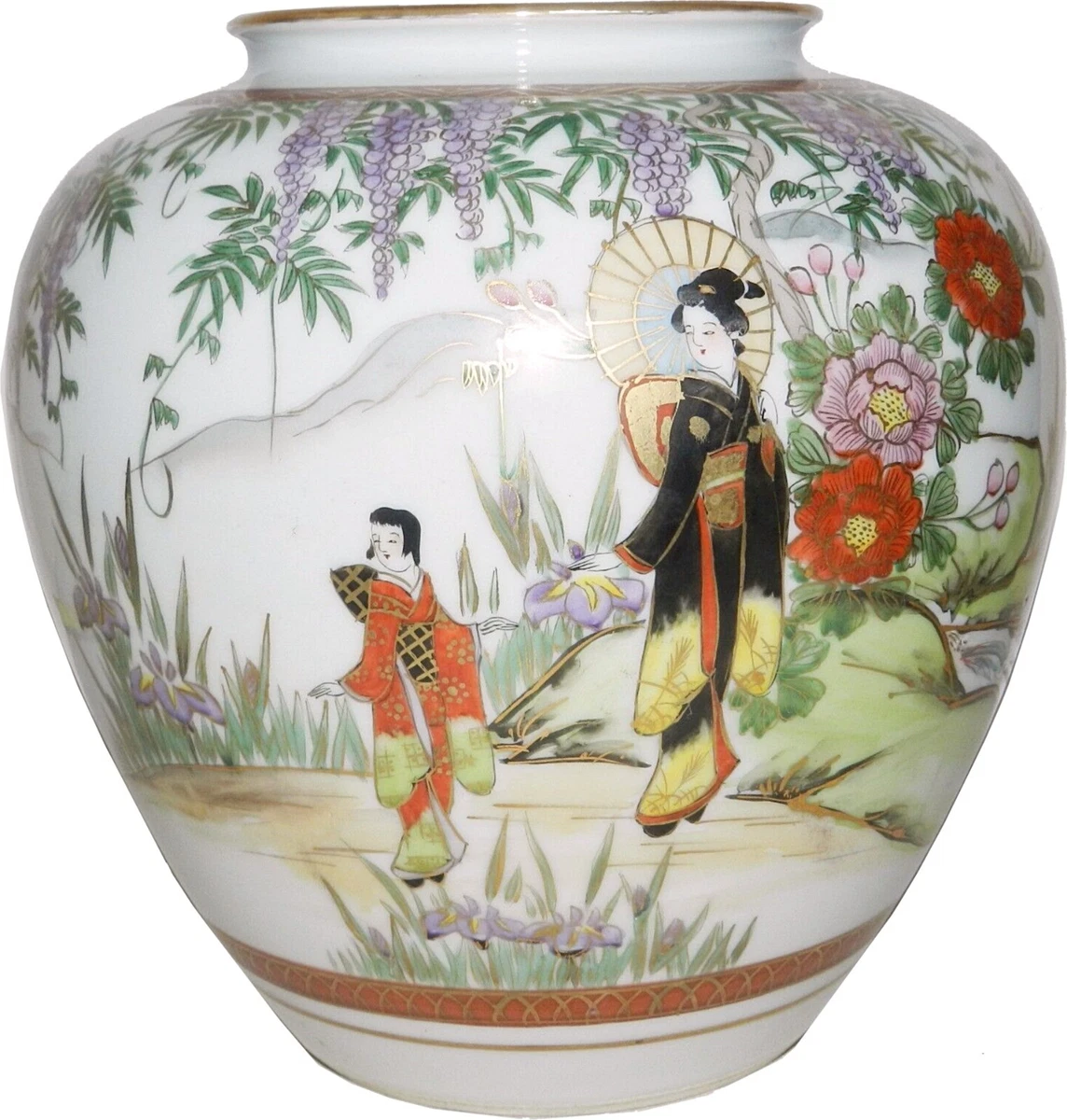 艺妓花瓶日本古董花瓶| eBay