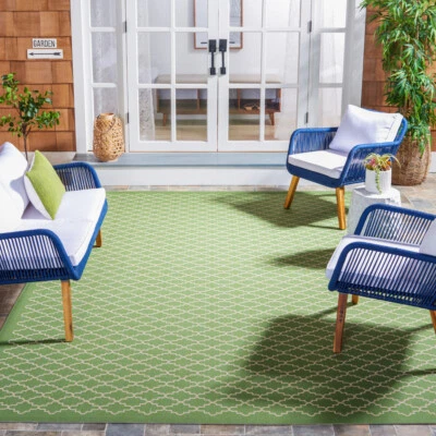 SAFAVIEH Indoor Outdoor CY6919-244 Courtyard Green / Beige Rug - Image 1 of 4