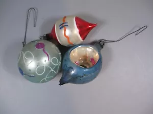 3 adornos antiguos vintage de vidrio para árbol de Navidad - Imagen 1 de 10