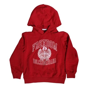 DOLCE & GABBANA Kids Sweater Red Logo Cotton Hooded Sweatshirt s. Tag 6 420usd - Picture 1 of 6