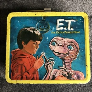 E.T. LUNCH BOX THERMOS Metal 1982 Vintage THE EXTRA-TERRESTRIAL Aladdin Original - Picture 1 of 12