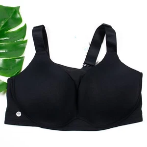 New Livi Active Sports Bra Size 42DD Cooling No Wire Solid Black NWT Lane Bryant - Picture 1 of 7