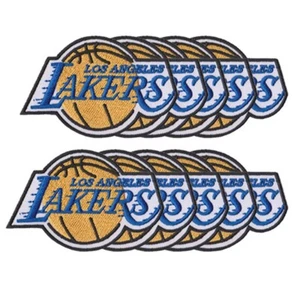 10 Stck. LA Lakers Basketball Logo Größe 3,2" x 2,2" Nähen Bügelbild Stickerei Patch - Bild 1 von 11