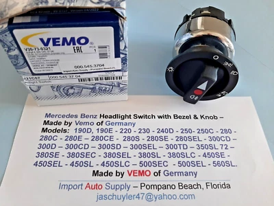 Mercedes Benz Headlight Switch Knob 107, 115, 116, 123, 126, 201, Chassis Cars - Image 1 of 4