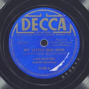 LANI MCINTIRE Red Rose / Heaven Shack Kalua DECCA 3109 VG+ 78 10" 1940 Hawaiin - Picture 1 of 4