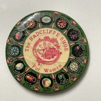 Vintage Pocket Mirror The Radcliffe Shoe Ladies Women Green Birthstone Advertise - Image 1 of 4