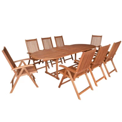 Garten Sitzgruppe Lago 9-tlg. aus Eukalyptus geölt Essgruppe Gartenmöbel Balkon - Bild 1 von 4