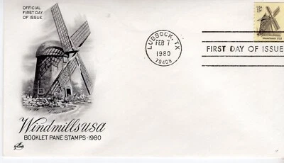 USPS FDC ArtCraft #1740 – 1980 15c Windmills Massachusetts ST3112 - Image 1 of 2
